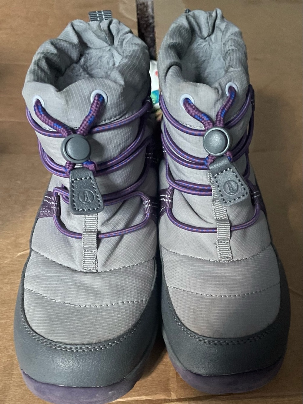 Lands' End Kids Gray and Purple Snow Boots